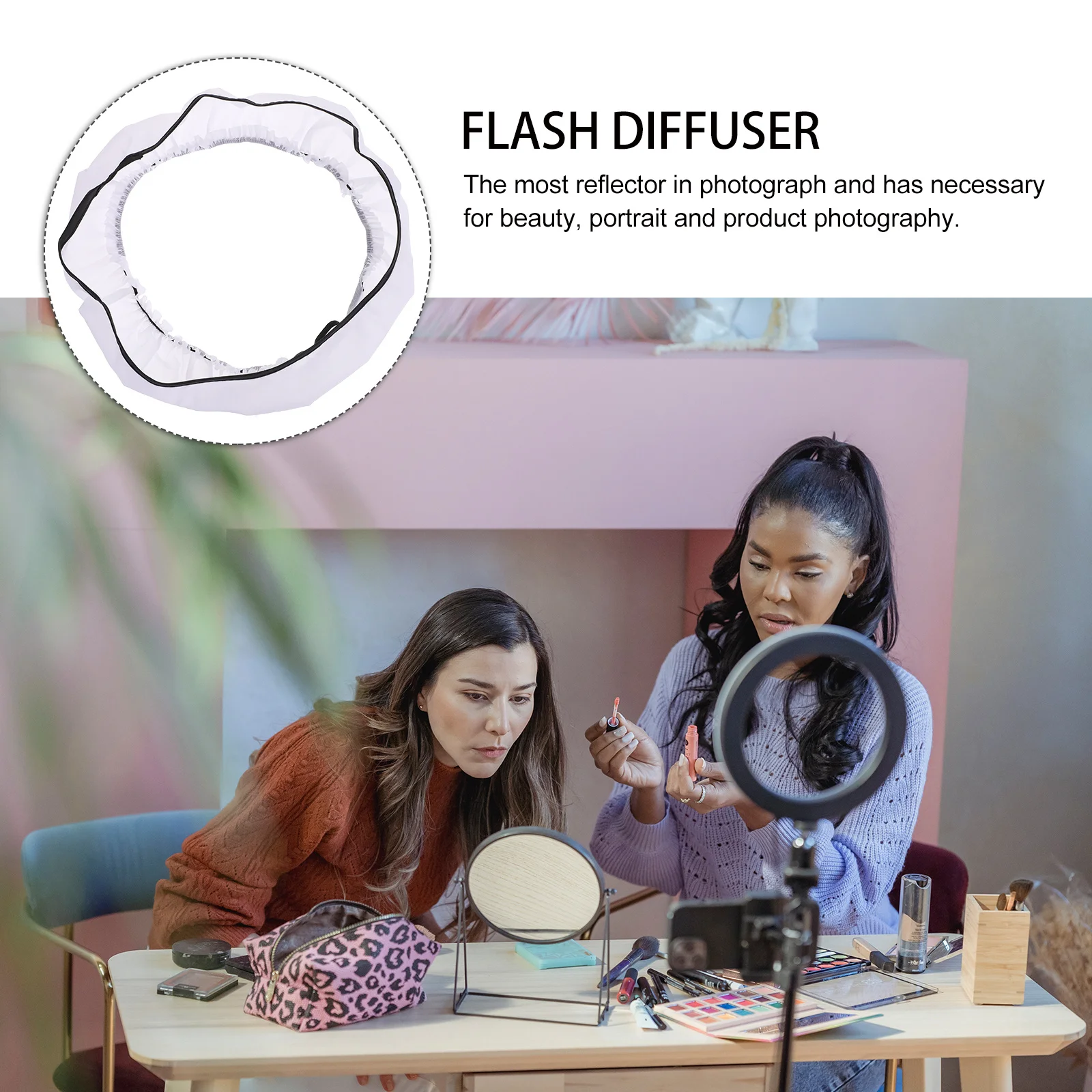 14 Inch Ring Light Diffuser Cover Foldable For 75W 600W Equivalent Photography Video Portrait Lighting Nylon Flash