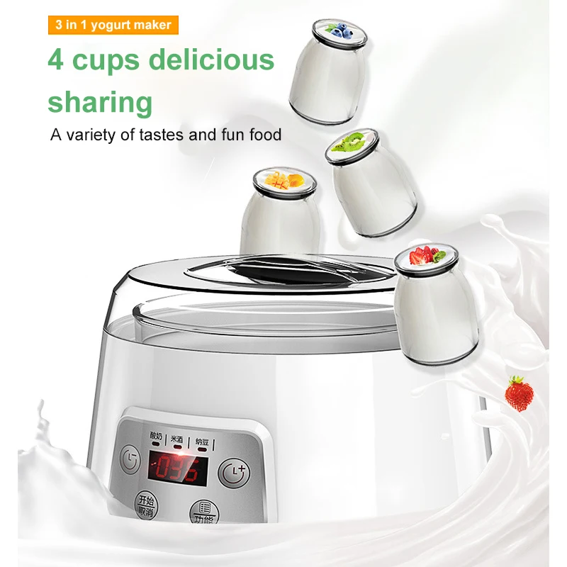 1.3L Automatic Yogurt Machine Constant Temperature Fermentation Rice Wine Machine Natto Machine Glass Liner 3 in 1 Yogurt Maker 6
