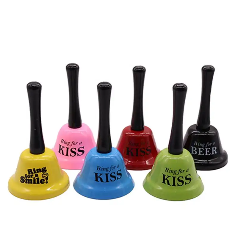 Handheld Red Funny Bell Ring Creative Manual Sex Kiss Hand Metal Bell Toy For Adult Valentine Party Bar Desktop Supplies