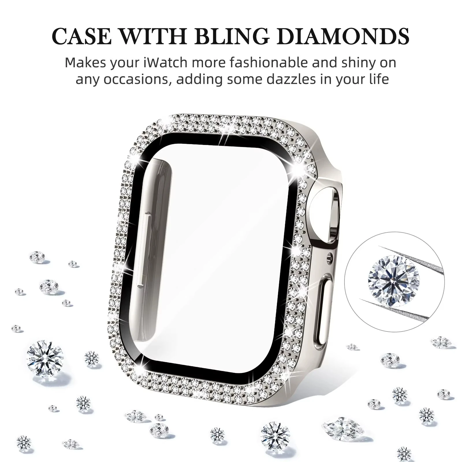 Luxury Bling Crystal Glass Watch Case with Screen Protector