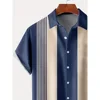 Striped Color Lapel Shirt Fashion Casual Outdoor Designer T Shirt Street Party Men's Quality Button T Shirt Short Sleeve 2024 3