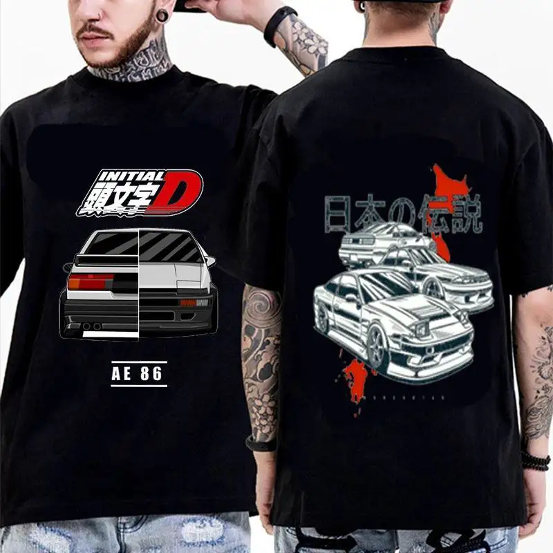 

Anime Initial D AE86 T-shirt Men Summer Cool Japan Anime Loose Short Sleeves Tshirt Casual Homme Tshirt Racing Drift Car