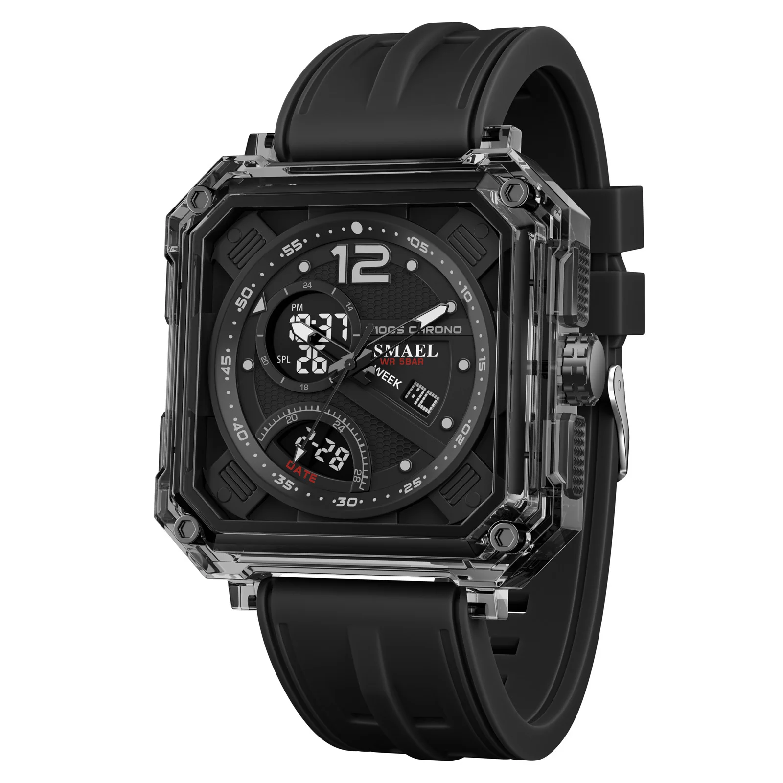 Men's Military Sports Watch - 50M Waterproof Digital Wristwatch with LED Light, Stopwatch, and Alarm