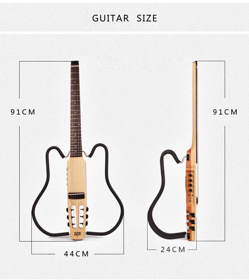 silent nylon string headless classic built in effect travel portable fold  foldable electric classical guitar guitare guiter new