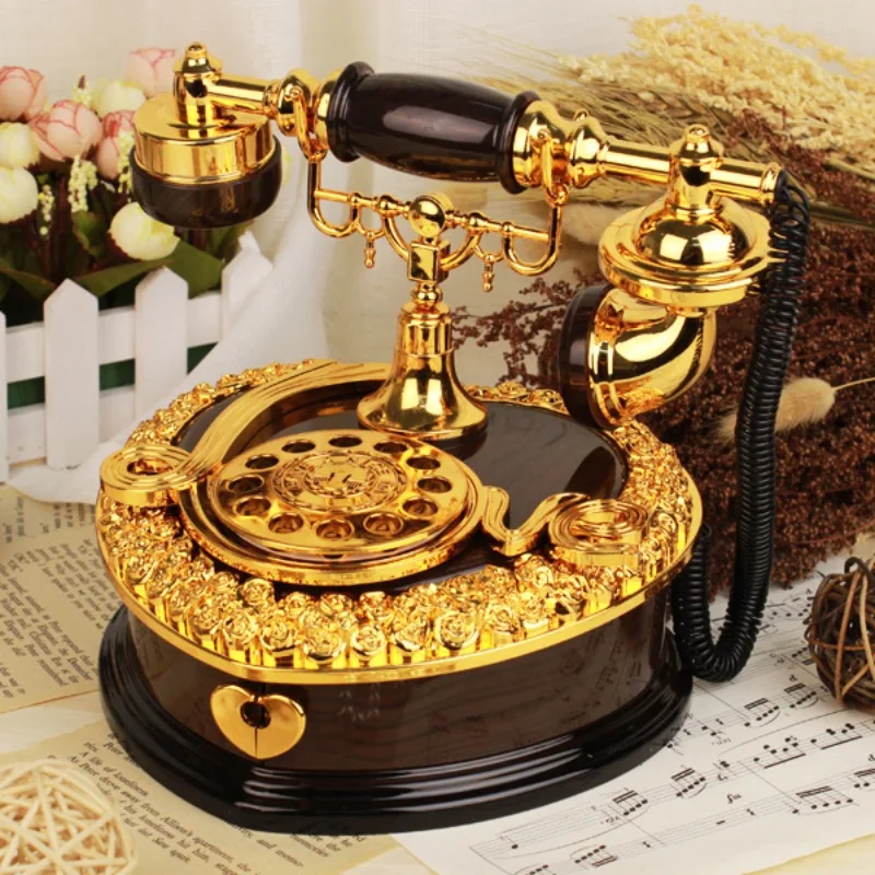 Vintage phone, music box, clock, music box, classical jewelry European photography props