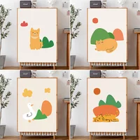 Animal Simple Self-Adhesive Cabinet Short Curtains Dustproof Half-curtain Kitchen Nordic Shelf Wardrobe Cover Curtain Home Decor 2
