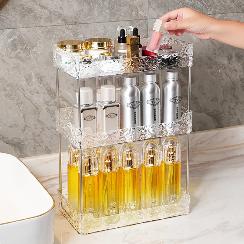 Acrylic Storage Organizer Shelf Of Bathroom Home Kitchen Makeup Skincare Shampoo Lipstick Tabletop Holder Cosmetic Desk Rack 4