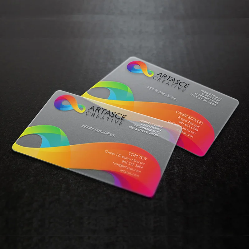 Personalizado Transparente Pvc Cartões de Visita Impermeável Obrigado Cartão Imprimir um Lado Redondo Cornor Material de Escritório Plástico - Imagem 4