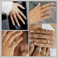 A Niche Two-Color Four-Ring Copper Jewelry Ring, Hypoallergenic, Ins Style, Stacking Artifact, Suitable For Young Wome Jewelry - Image 3