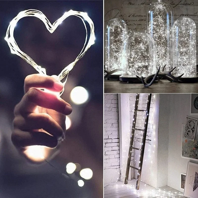 Enchanting LED Fairy String Lights - Silver Wire Garland for Holiday and Event Decoration