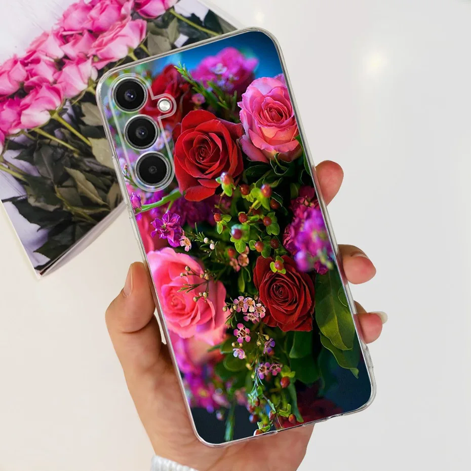 Cute Cat Flower Print Soft Silicone TPU Phone Case - Enhanced Design