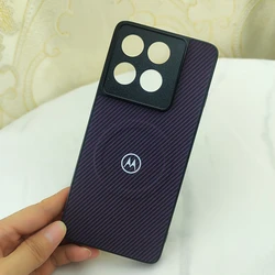 Enhanced Carbon Fiber Magnetic Case with Full Lens Protection - Magsafe Compatible Cover for Moto Edge 70 (Purple)
