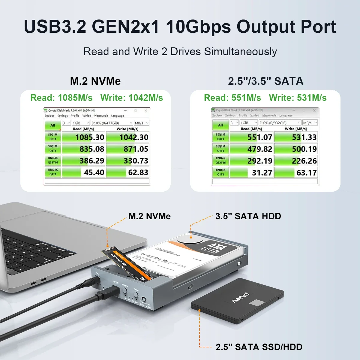 MAIWO  SATA ϵ ̺ HDD ̽, M.2 NVMe NGFF SSD Ŭ,  , 2.5 3.5 ġ, M2 NVMe NGFF SSD ̽, 10Gbps