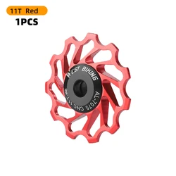 WEST BIKING Aluminum Alloy Bicycle Jockey Wheel with Ceramic Bearings (11T Red)