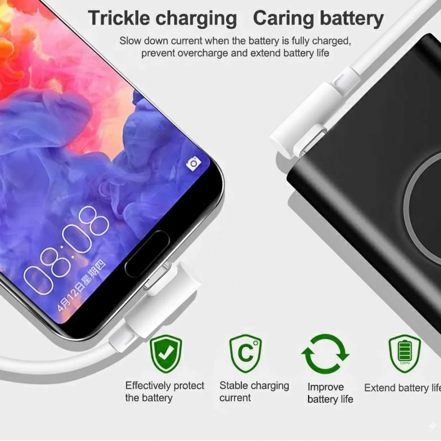 รูปสินค้า สายชาร์จ USB-C ข้อศอก 90 องศา ชาร์จเร็วสำหรับมือถือ