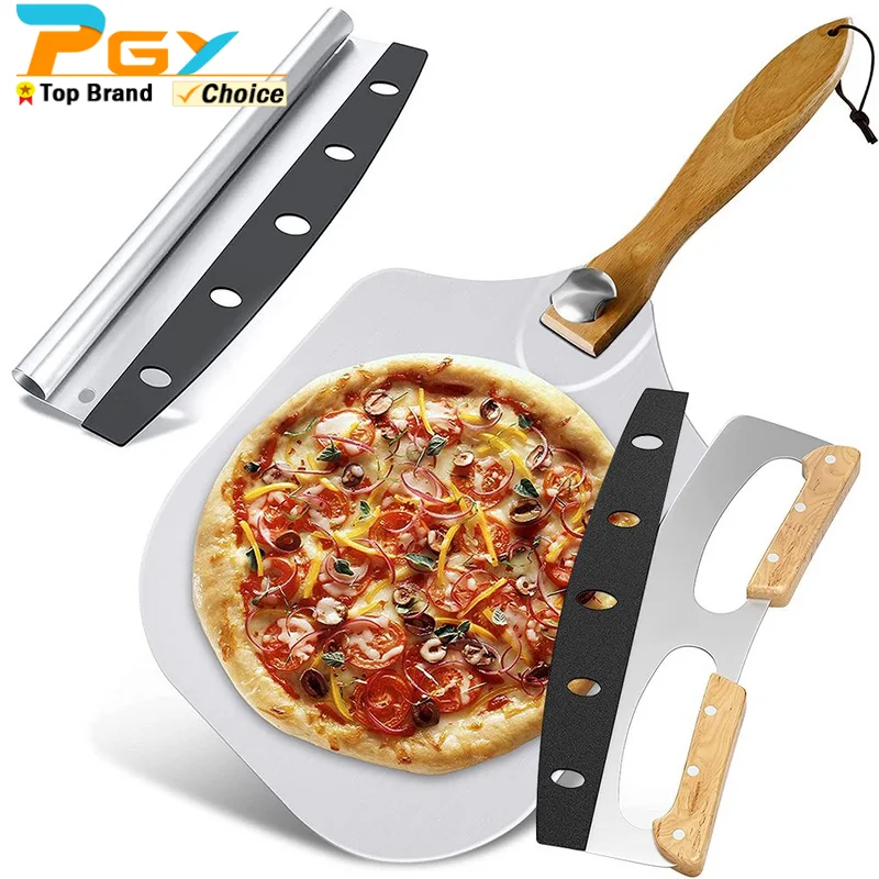 2pcs/Set Pizza Shovel & Scraper, Cutter Set, Suitable For Pizza Making,  Metal Pizza Paddle, Pizza Oven Accessories, Pastry, Dough, Pizza Tools