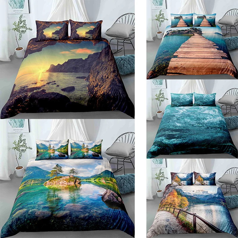 

Beautiful Scenery Nature Pattern Bedlines 3D Digital Machine Washable Bedding Set King Size Hot Sale Polyester Kids Duvet Cover