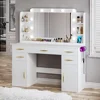 Makeup Desk with Lights, Large Desk with Mirror and Lights in 3 Models, with Power Outlet, Desk 6