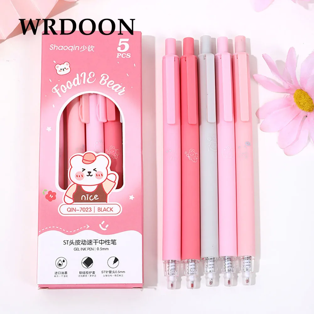 

5pcs Cute Neutral Pen Korean Style Simple Cute Super Cute Creative Ins Style Student Black Pen Office Stationery