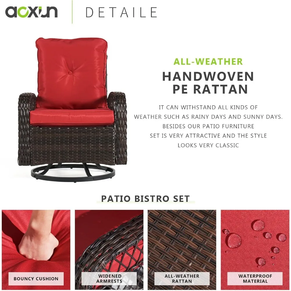 Aoxun 3-Piece Patio Set wicker rocking chairs - image 3