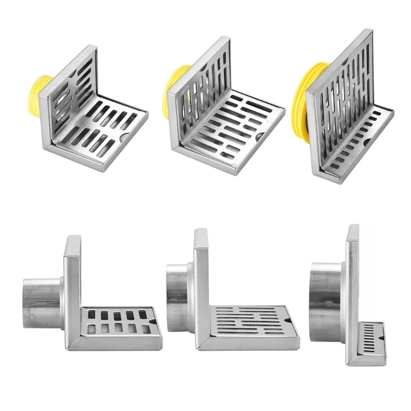 

Stainless Steel Thickened Wall Floor Drain L-Shaped Floor Drain in Hotel Bathroom Side Row Balcony Corner Floor Drain