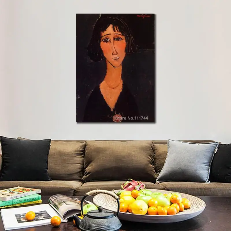 

Young Girl Wearing A Rose Amedeo Modigliani Painting Wall Art for Office Space Handmade High Quality