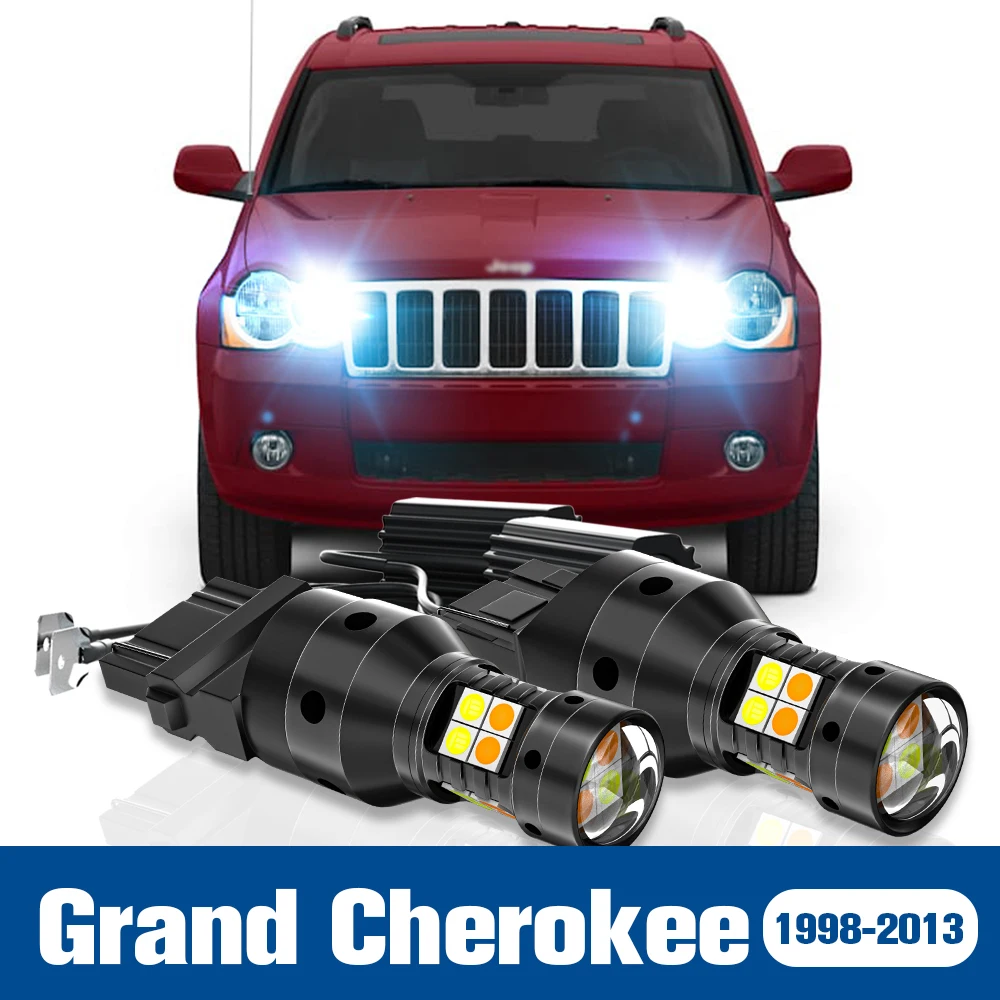 

2x LED Dual Mode Turn Signal+Daytime Running Light DRL Accessories Canbus For Jeep Grand Cherokee 1998-2013 2005 2006 2010 2011