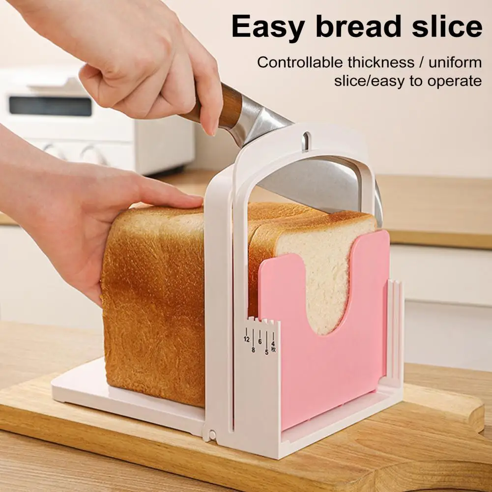 Foldable Bread Slicer Adjustable Bread Slicer Guide for Homemade Bagels Cakes Foldable Cutting Tool with Crumb for Slices