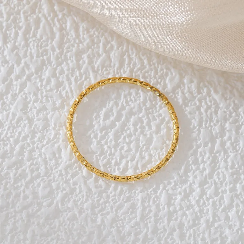 1mm Thin Stackable Ring Stainless Steel Faceted Wedding Band for Women Girl Size 4-10 5