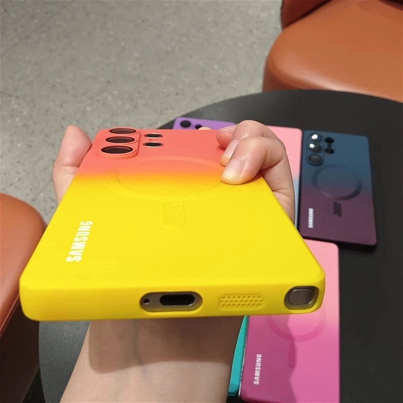 Gradient Magnetic Soft Silicone Case with Lens Film Cover