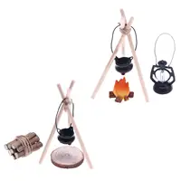 1/12 Doll House Camping Kits Campfire Scene Decor Pretend Play Miniature Scene Model Mini Camping Set for Festival Dollhouse 2