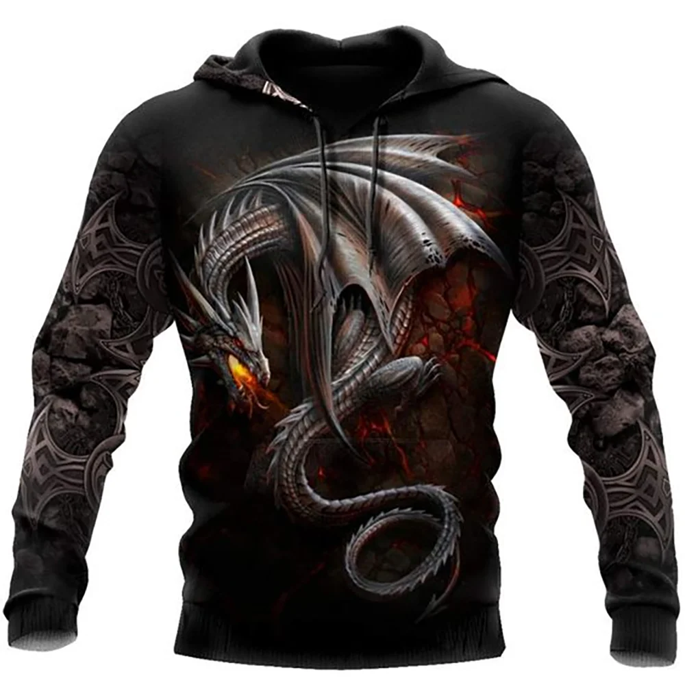 Men's Spring Vintage 3D Printed Hoodie Long Sleeve Sweatshirt Casual Hooded Clothing Male Oversized Streetwear Outdoor Hoodies