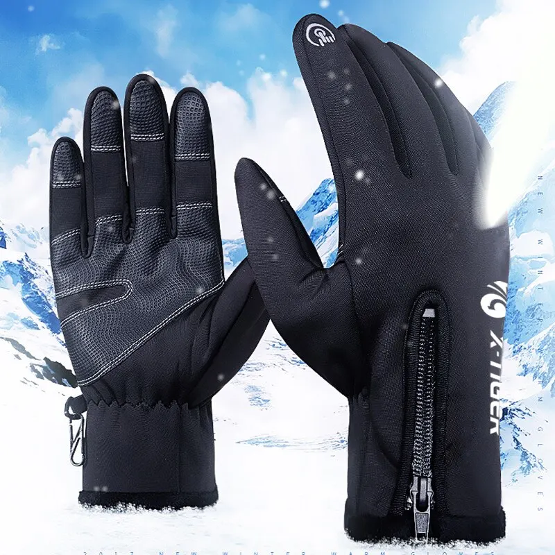 X-TIGER Autumn Winter Fleece Bicycle Gloves Touch Screen Full Finger Gloves Long Wrist Warm Cycling Gloves For Cycling 2