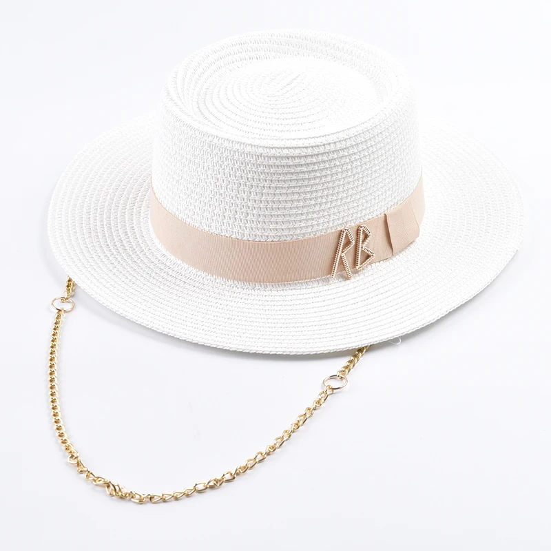 Straw Hats for Women Ribbon Decoration Elegant Ladies Party Dress Hats Travel Beach Sun Hat Chapeau Femme - 4