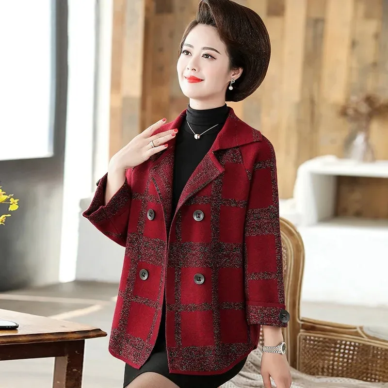 最安値mideal plaid pattern cardigan Red mideal plaid pattern