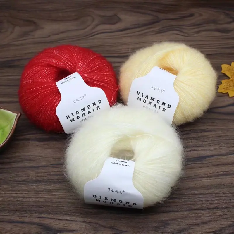 25 g/pc fio de lã de bebê quente macio de crochê de mohair para a mão tricô suéter e xale