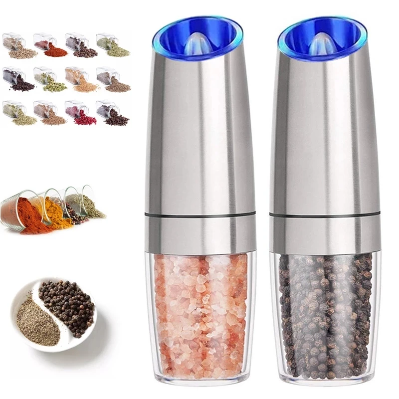 2 Pcs/set Electric Pepper Grinder Stainless Steel Automatic Gravity  Induction Salt Pepper Mill Kitchen Herb Spice Tools Ju31615 - Herb & Spice  Tools - AliExpress