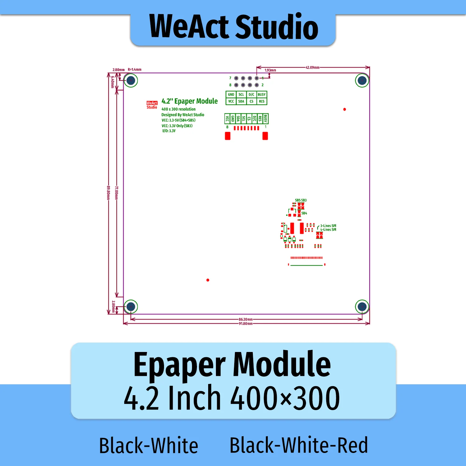รูปสินค้า โมดูลจอ E-paper 4.2 นิ้ว สำหรับโปรเจกต์ ESP32