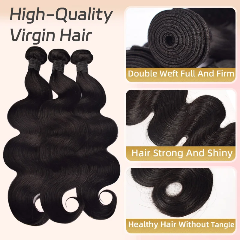 Body Wave Bundles Human Hair Extension Women Human Hair Weave Bundles Natural 12-30 Inch Frontal High-quality Can Be Permed