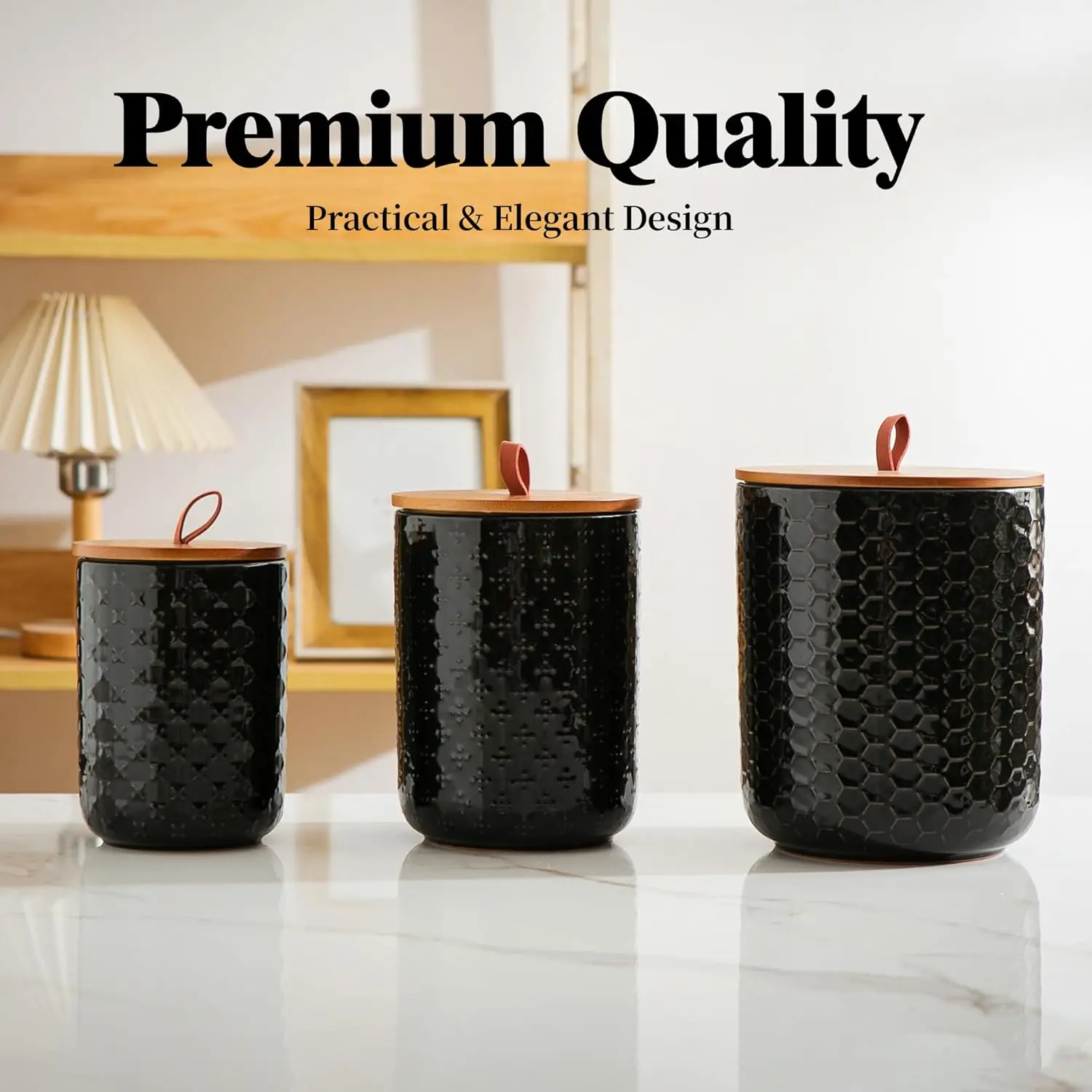 Black Ceramic Canister Set (3-Piece) 5