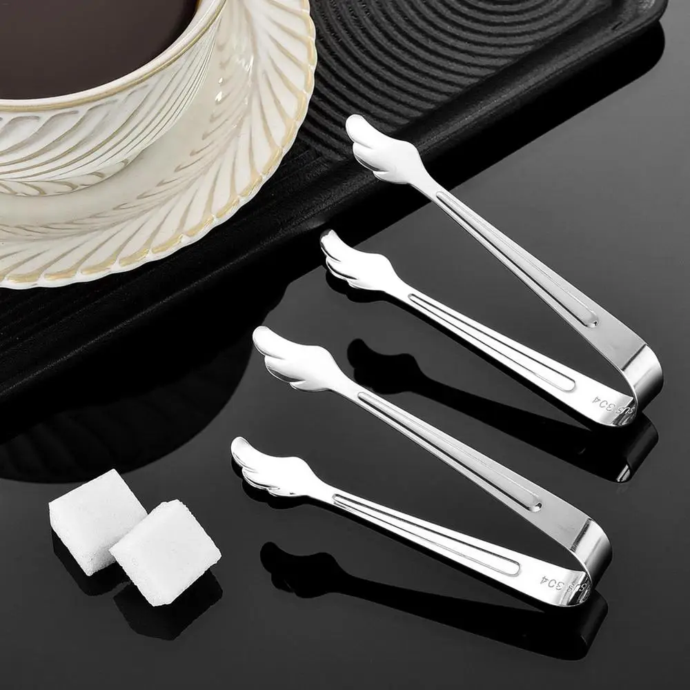 Stainless Steel Ice Cube Sugar Tongs Mini Serving Tongs For Salad Ice Non-Stick Bread Meat Fruit Clamp Kitchen Clip Tools