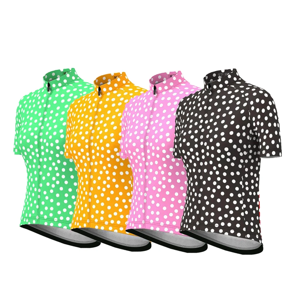 Woman Classic Polka Dots Cycling Jersey Funny Short Sleeve Road Bike Jersey Ciclismo Summer Mtb Shirt Clothing