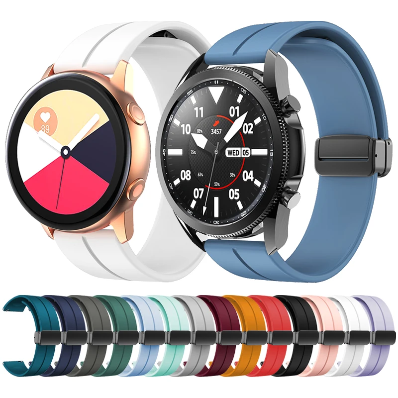 

Ремешок с магнитной D-пряжкой для Samsung Galaxy Watch 3 45 мм 41 мм 20 мм 22 мм GalaxyWatch 46 мм 42 мм/Active 2 44 мм 40 мм/S3, силиконовый ремешок