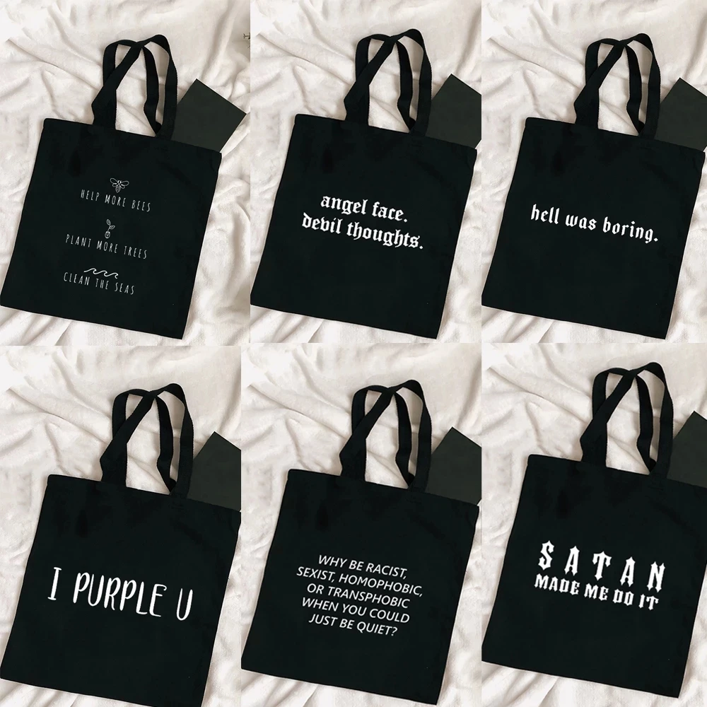 foldable reusable women shopping bags casual student canvas tote bags shopper bags 2022 walls pattern print shoulder bag handbag Harajuku Tumblr Graphic Ladies Shopping Bag Handbags Cloth Canvas Tote Bags Women Eco Reusable Shoulder Shopper Bags for Women