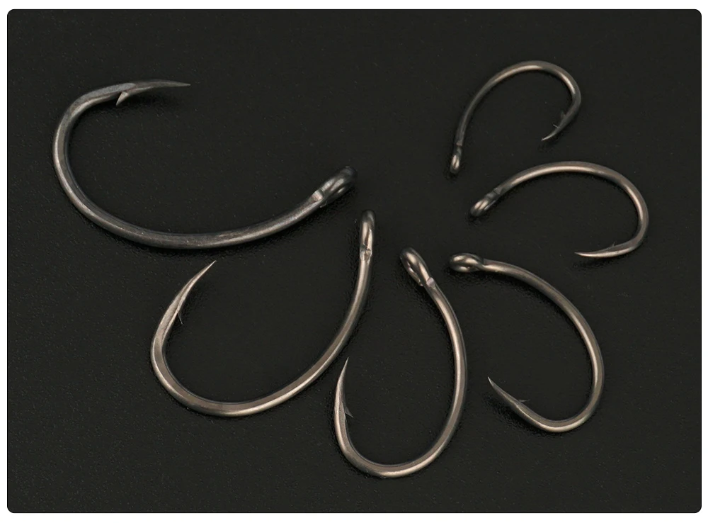 Hirisi 50/100 Stück PTFE-beschichtete Karpfenangelhaken aus Stahl mit Widerhaken in Box 8011 Angelzubehör – Detail 7