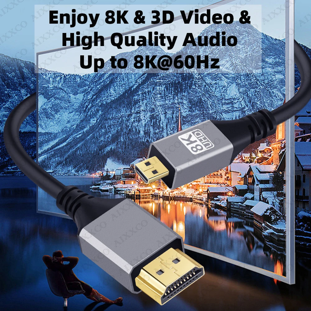 AIXXCO ũ HDMI ȣȯ ̺ 2.1 Raspberry Pi 4 GoPro Hero 7 Black Hero 5 4 6 ī޶ Ʈ HDTV  8K 60Hz ̺