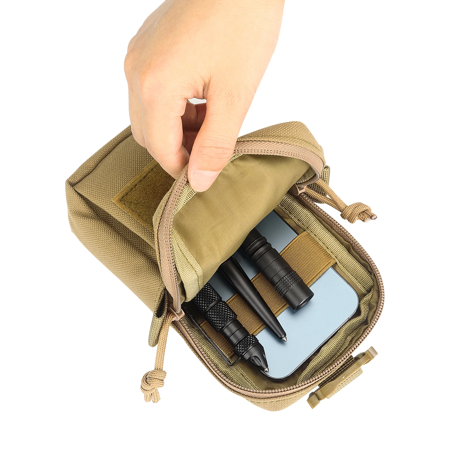 Bvya Tactical MOLLE Pouch - Small Water-Resistant Utility EDC Pouch For Belt Or Backpack (with Flag Patch) - View #9