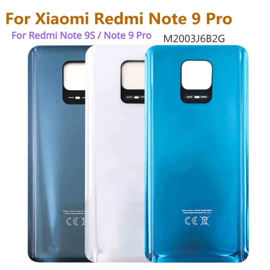 

6.67" Note9 Pro Back Battery Cover Glass Housing Door Rear Case For Xiaomi Redmi note9s Note 9 Pro Battery Cover with Adhesive