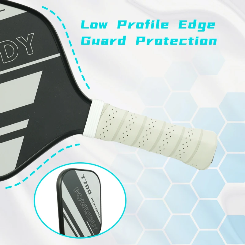 Carbon Fiber Pickleball Paddle T700 Surface Provides Maximum Ball Spin Elongated or Widened Pickleball Racket Shapes Available