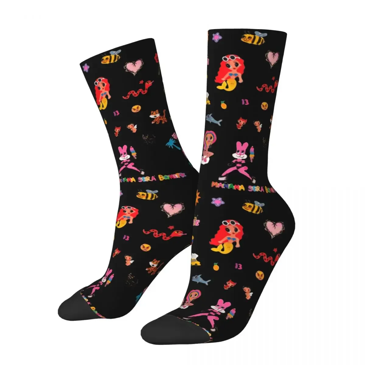 

Fashion Karol G Happy Socks Novelty Street Style Crazy Music Manana Sera Bonito Hip Hop Male Crew Socks for Men Women